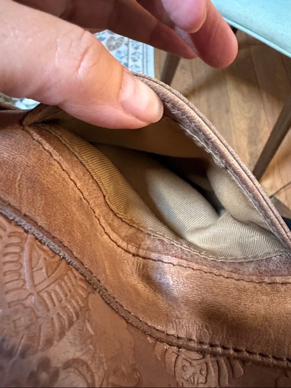 The Sak Embroidered Brown Leather Crossbody Bag - Picture 7 of 12